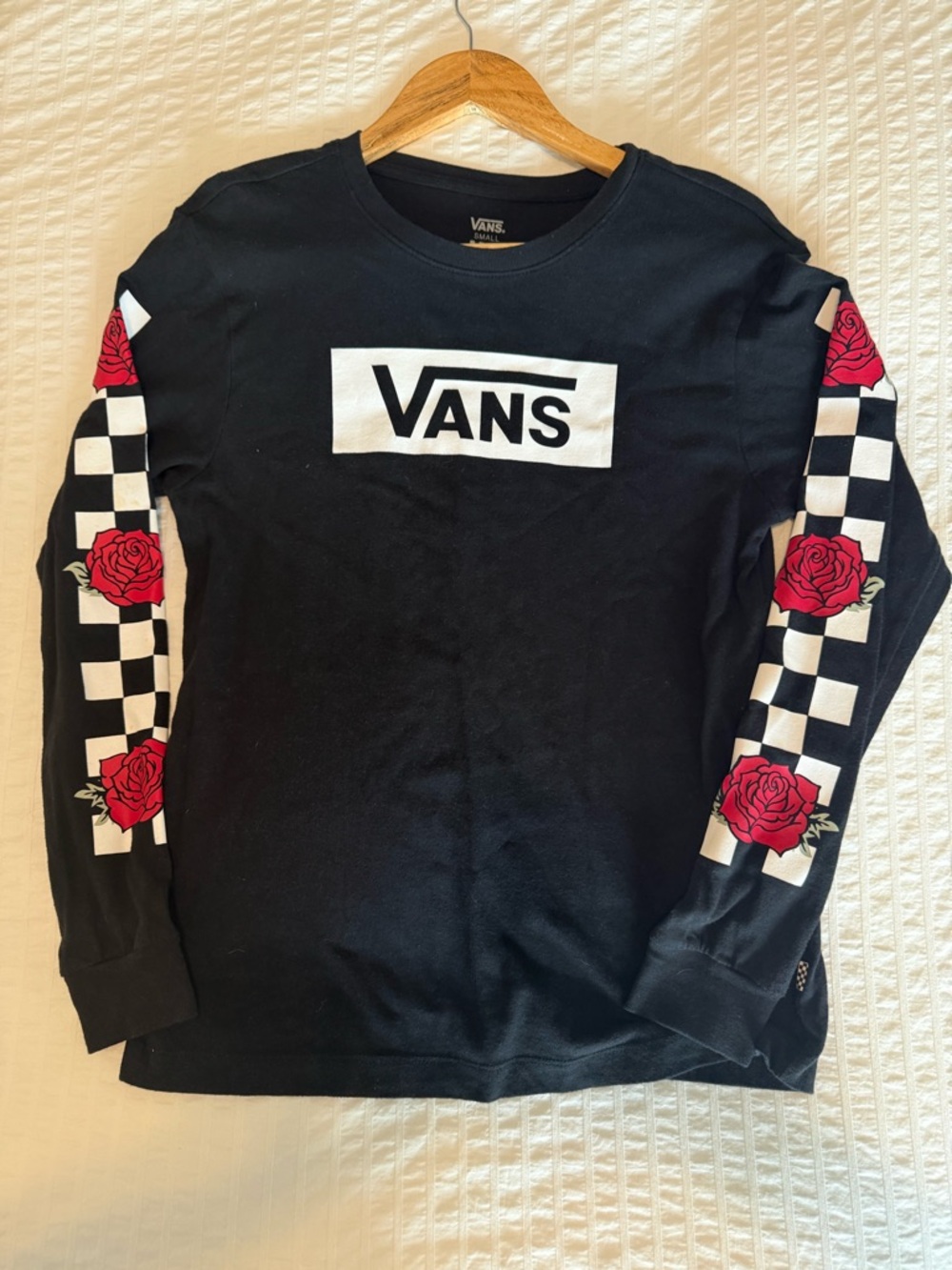 Vans Black Tee with White Checkerboard Logo